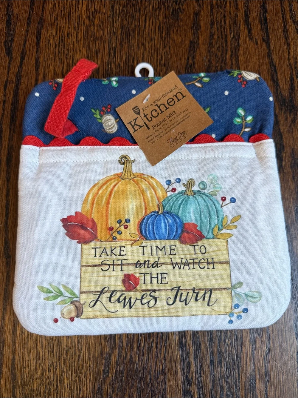 NWT Autumn Pumpkin Kitchen Pocket Mitt - Multicolor
